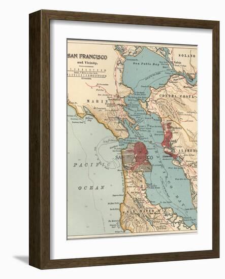 Map of the San Francisco Bay Area (C. 1900), Maps-Encyclopaedia Britannica-Framed Art Print