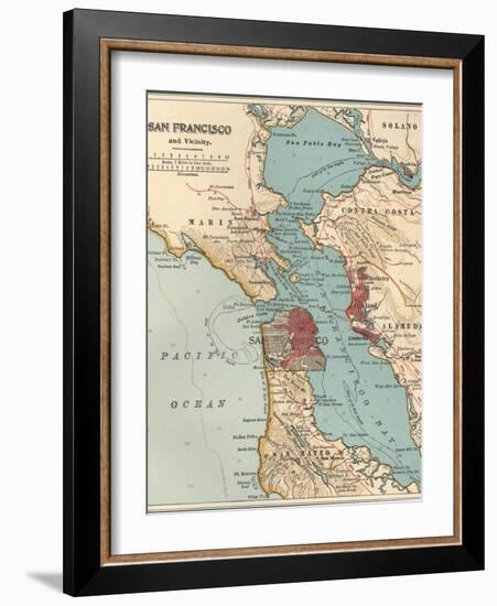 Map of the San Francisco Bay Area (C. 1900), Maps-Encyclopaedia Britannica-Framed Art Print