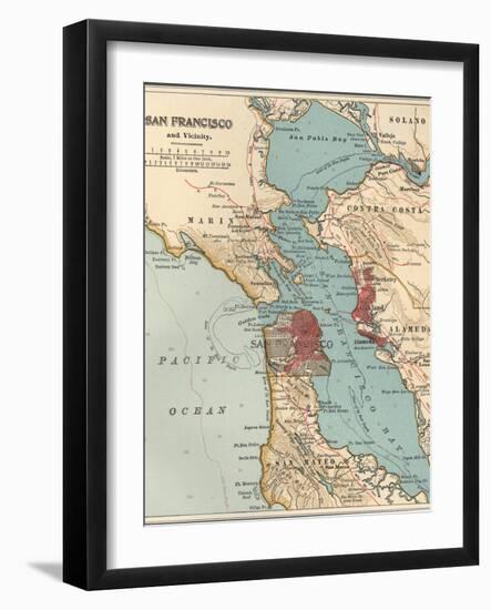 Map of the San Francisco Bay Area (C. 1900), Maps-Encyclopaedia Britannica-Framed Art Print