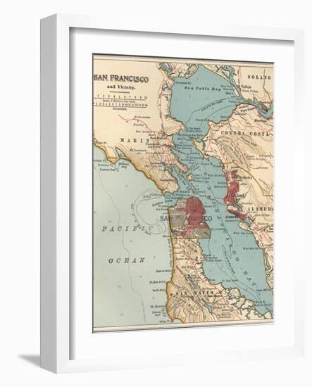 Map of the San Francisco Bay Area (C. 1900), Maps-Encyclopaedia Britannica-Framed Art Print