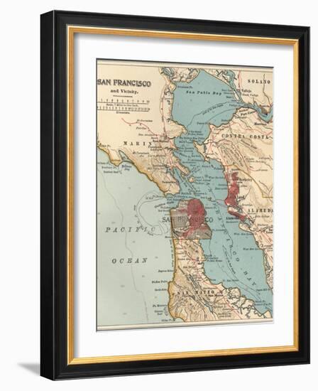 Map of the San Francisco Bay Area (C. 1900), Maps-Encyclopaedia Britannica-Framed Art Print