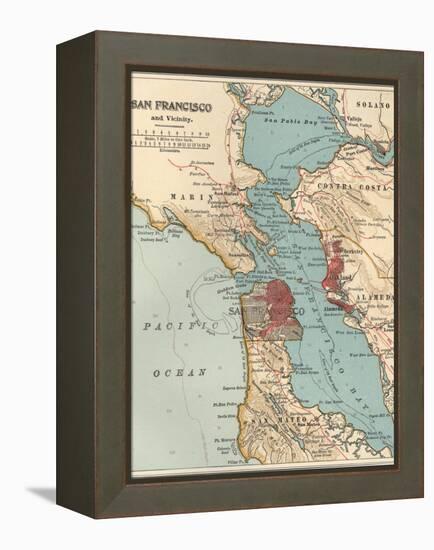 Map of the San Francisco Bay Area (C. 1900), Maps-Encyclopaedia Britannica-Framed Stretched Canvas