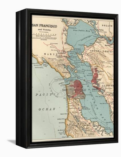 Map of the San Francisco Bay Area (C. 1900), Maps-Encyclopaedia Britannica-Framed Stretched Canvas