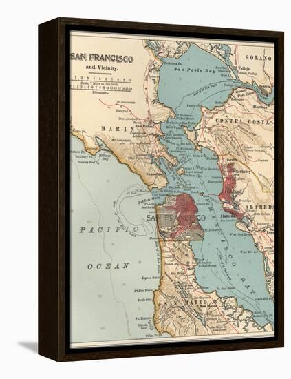 Map of the San Francisco Bay Area (C. 1900), Maps-Encyclopaedia Britannica-Framed Stretched Canvas