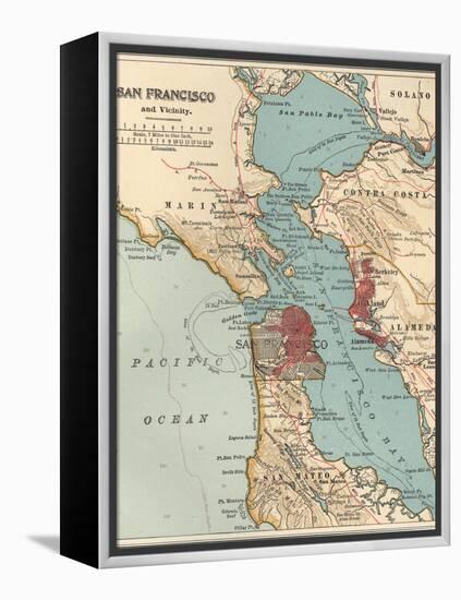 Map of the San Francisco Bay Area (C. 1900), Maps-Encyclopaedia Britannica-Framed Stretched Canvas