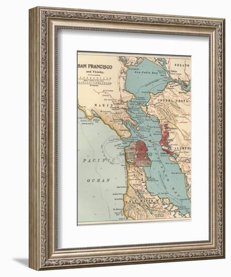 Map of the San Francisco Bay Area (C. 1900), Maps-Encyclopaedia Britannica-Framed Art Print