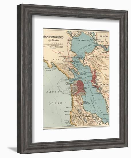 Map of the San Francisco Bay Area (C. 1900), Maps-Encyclopaedia Britannica-Framed Art Print