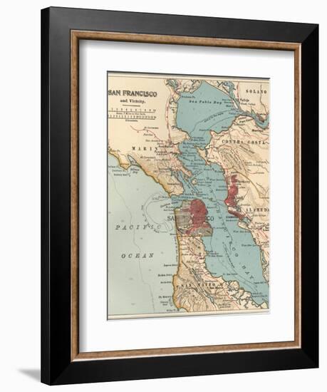 Map of the San Francisco Bay Area (C. 1900), Maps-Encyclopaedia Britannica-Framed Art Print