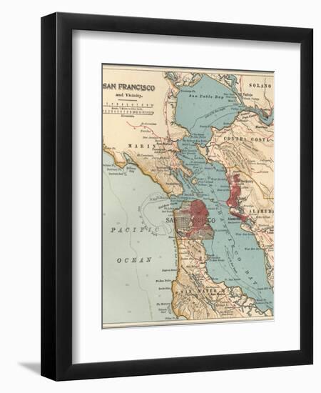 Map of the San Francisco Bay Area (C. 1900), Maps-Encyclopaedia Britannica-Framed Art Print