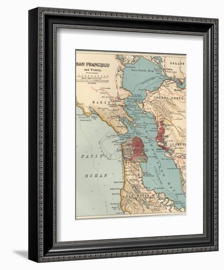 Map of the San Francisco Bay Area (C. 1900), Maps-Encyclopaedia Britannica-Framed Art Print