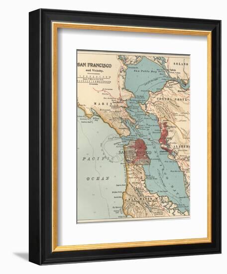 Map of the San Francisco Bay Area (C. 1900), Maps-Encyclopaedia Britannica-Framed Art Print