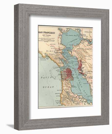 Map of the San Francisco Bay Area (C. 1900), Maps-Encyclopaedia Britannica-Framed Premium Giclee Print