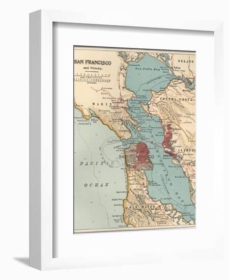 Map of the San Francisco Bay Area (C. 1900), Maps-Encyclopaedia Britannica-Framed Premium Giclee Print