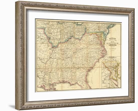 Map of the Seat of Civil War In America, c.1862-null-Framed Art Print