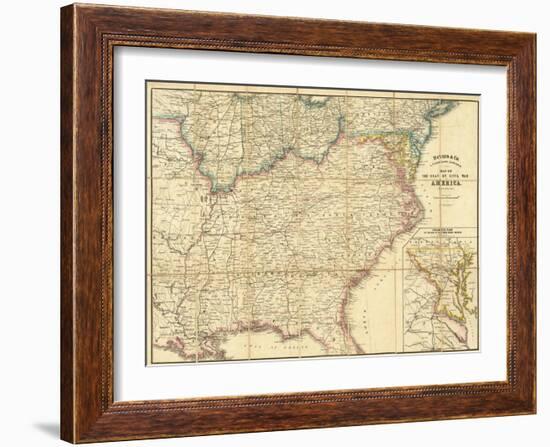 Map of the Seat of Civil War In America, c.1862-null-Framed Art Print