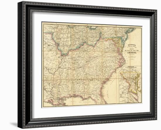 Map of the Seat of Civil War In America, c.1862-null-Framed Art Print