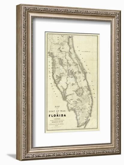 Map of the Seat of War in Florida, c.1838-Washington Hood-Framed Art Print