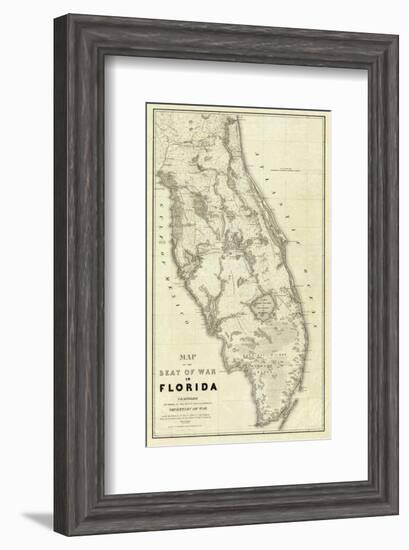 Map of the Seat of War in Florida, c.1838-Washington Hood-Framed Art Print