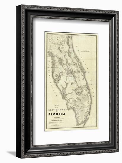 Map of the Seat of War in Florida, c.1838-Washington Hood-Framed Art Print