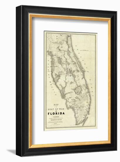 Map of the Seat of War in Florida, c.1838-Washington Hood-Framed Art Print