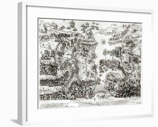 Map of the Siege of Malta in 1565-null-Framed Giclee Print