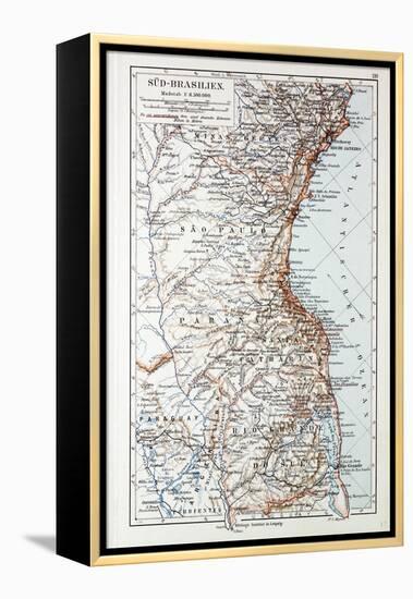 Map of the South of Brazil 1899-null-Framed Premier Image Canvas