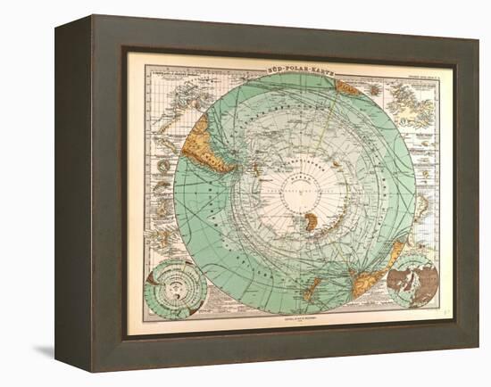 Map of the South Pole, 1872-null-Framed Premier Image Canvas