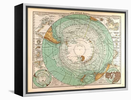 Map of the South Pole, 1872-null-Framed Premier Image Canvas