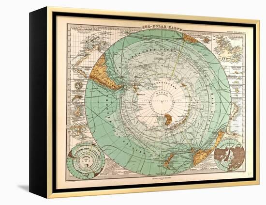 Map of the South Pole, 1872-null-Framed Premier Image Canvas