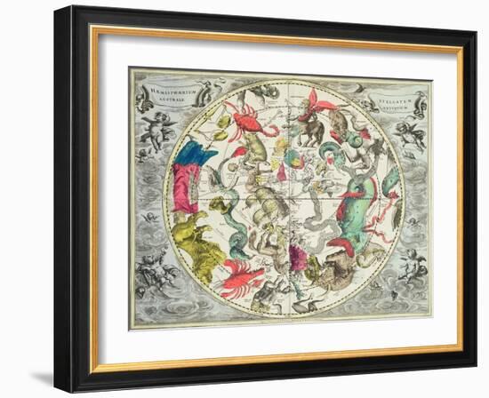 Map of the Southern Hemisphere, from The Celestial Atlas, or the Harmony of the Universe-Andreas Cellarius-Framed Giclee Print