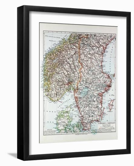 Map of the Southern Part of Norway and Sweden 1899-null-Framed Giclee Print