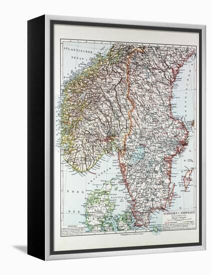 Map of the Southern Part of Norway and Sweden 1899-null-Framed Premier Image Canvas