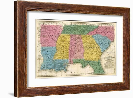 Map of the Southern States, c.1839-Samuel Augustus Mitchell-Framed Art Print