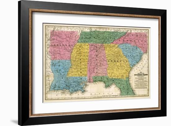 Map of the Southern States, c.1839-Samuel Augustus Mitchell-Framed Art Print