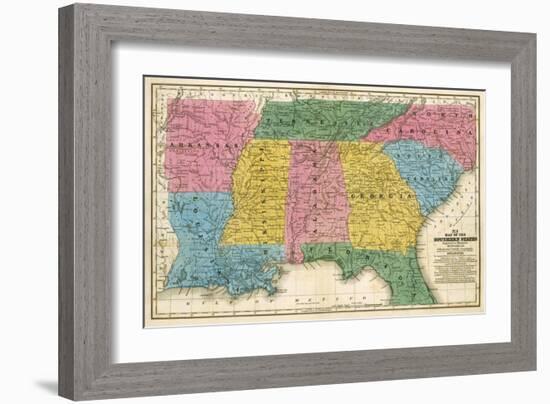 Map of the Southern States, c.1839-Samuel Augustus Mitchell-Framed Art Print