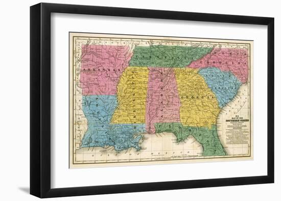 Map of the Southern States, c.1839-Samuel Augustus Mitchell-Framed Art Print