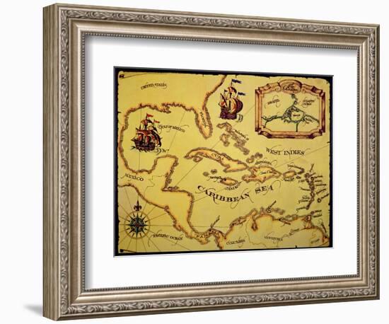 Map of the Spanish Main-null-Framed Giclee Print