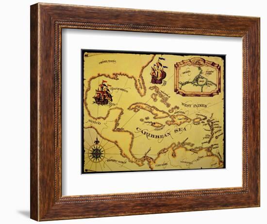 Map of the Spanish Main-null-Framed Giclee Print