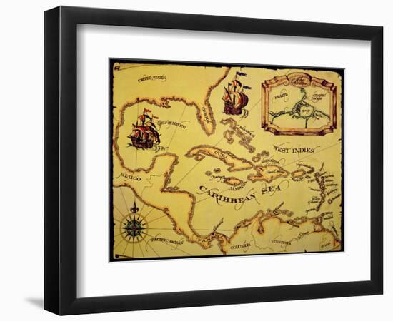 Map of the Spanish Main-null-Framed Giclee Print