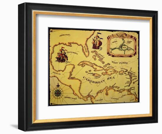 Map of the Spanish Main-null-Framed Giclee Print