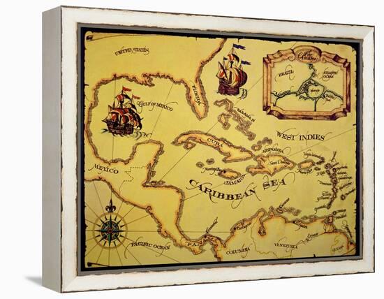 Map of the Spanish Main-null-Framed Premier Image Canvas