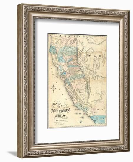 Map of the State of California, c.1853-John B^ Trask-Framed Art Print