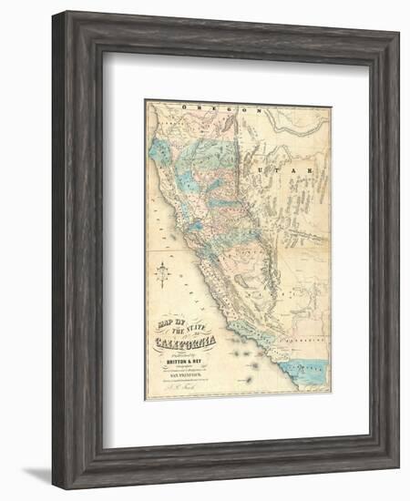 Map of the State of California, c.1853-John B^ Trask-Framed Art Print