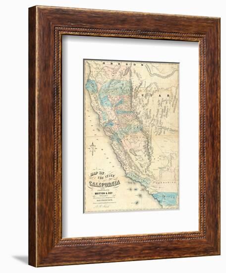 Map of the State of California, c.1853-John B^ Trask-Framed Art Print