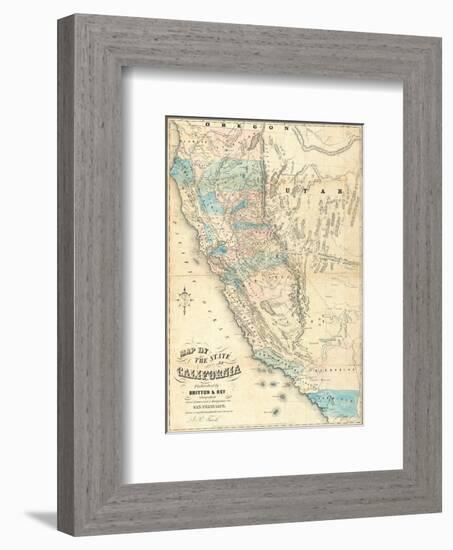 Map of the State of California, c.1853-John B^ Trask-Framed Art Print