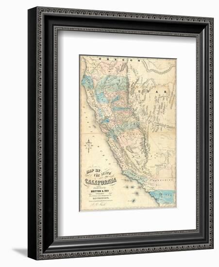 Map of the State of California, c.1853-John B^ Trask-Framed Art Print