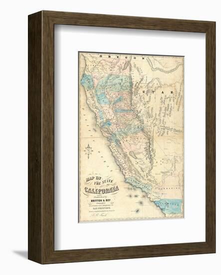 Map of the State of California, c.1853-John B^ Trask-Framed Art Print