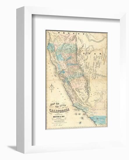 Map of the State of California, c.1853-John B^ Trask-Framed Art Print