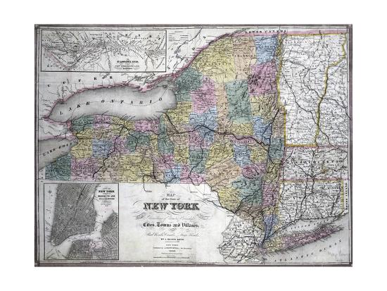 Map Of The State Of New York 1850 Giclee Print Art Com