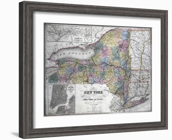 Map of the State of New York, 1850-null-Framed Giclee Print